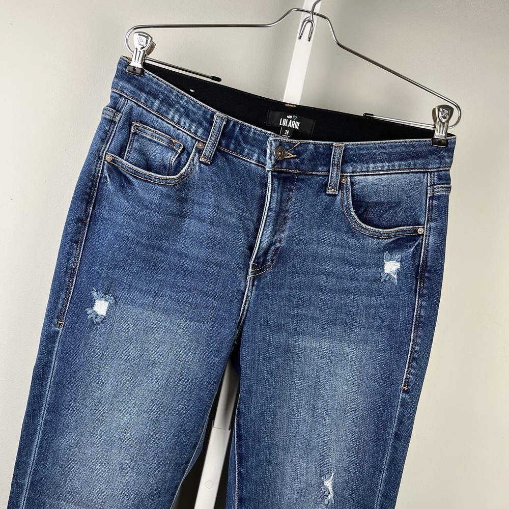 Lularoe Magic Waist Distressed Denim Jeans Womens 28‎ Comfort Pants